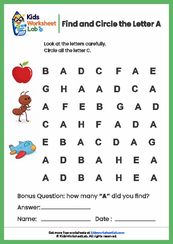 find the letters a