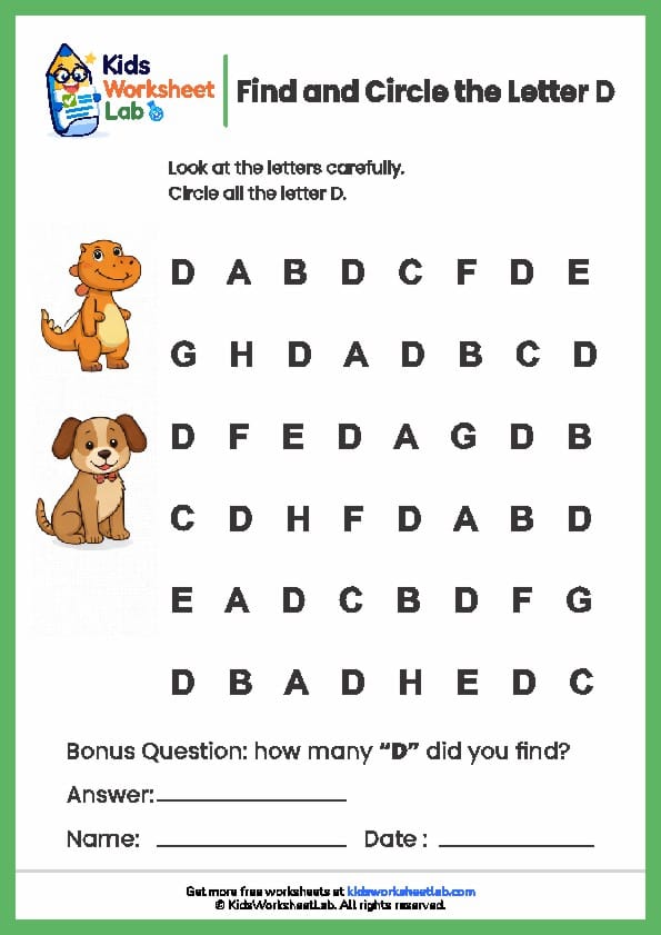 find the letters d