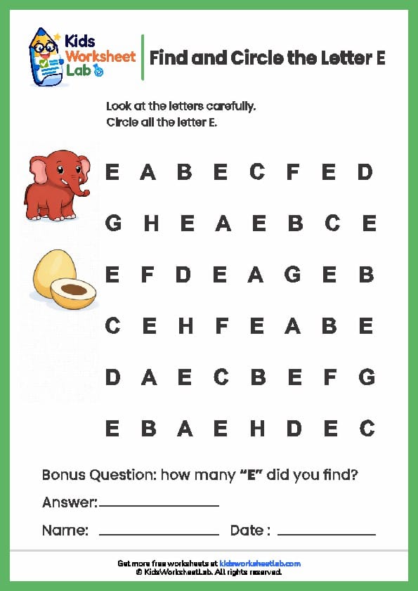 find the letters e