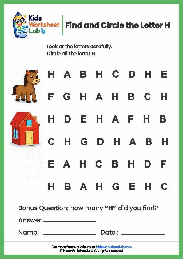 find the letters h
