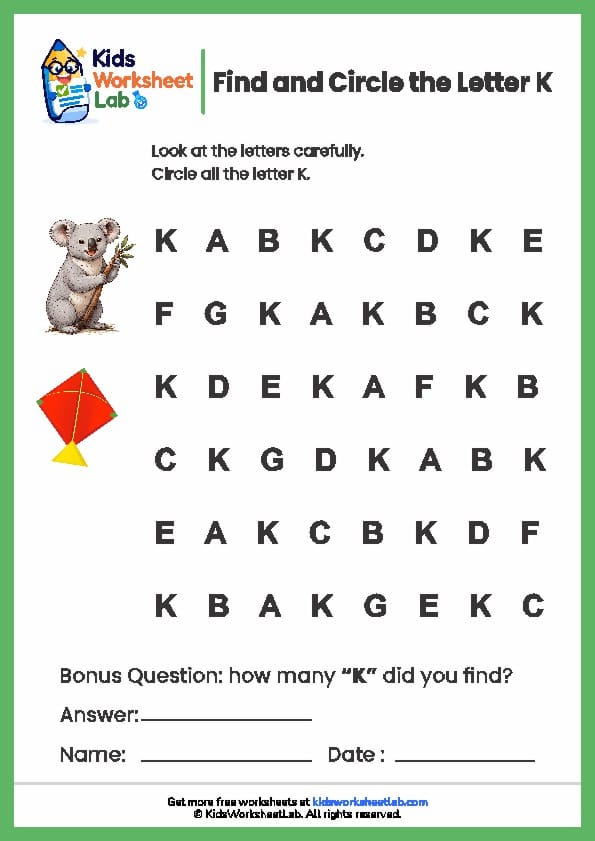 find the letters k