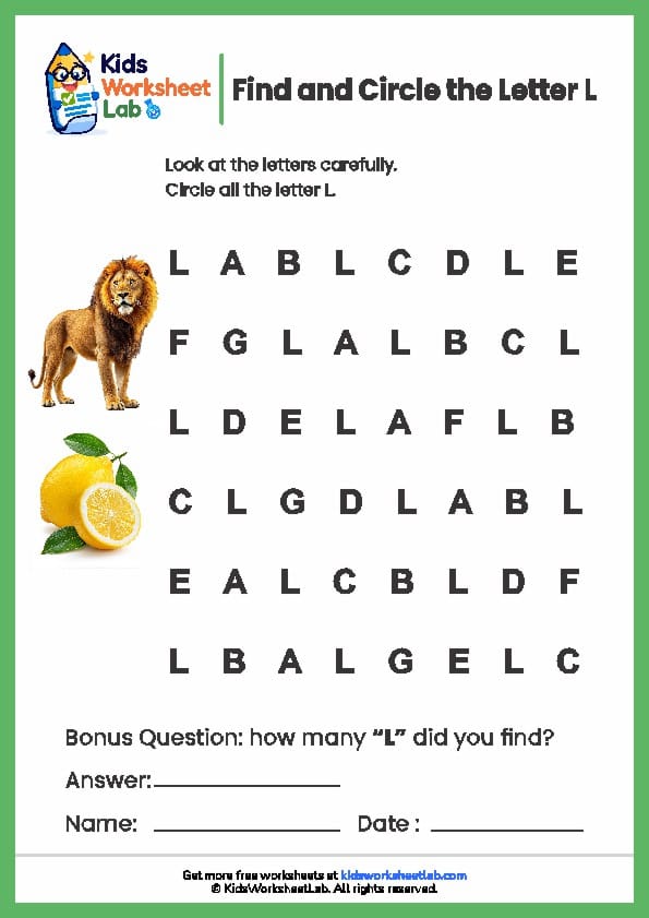 find the letters l