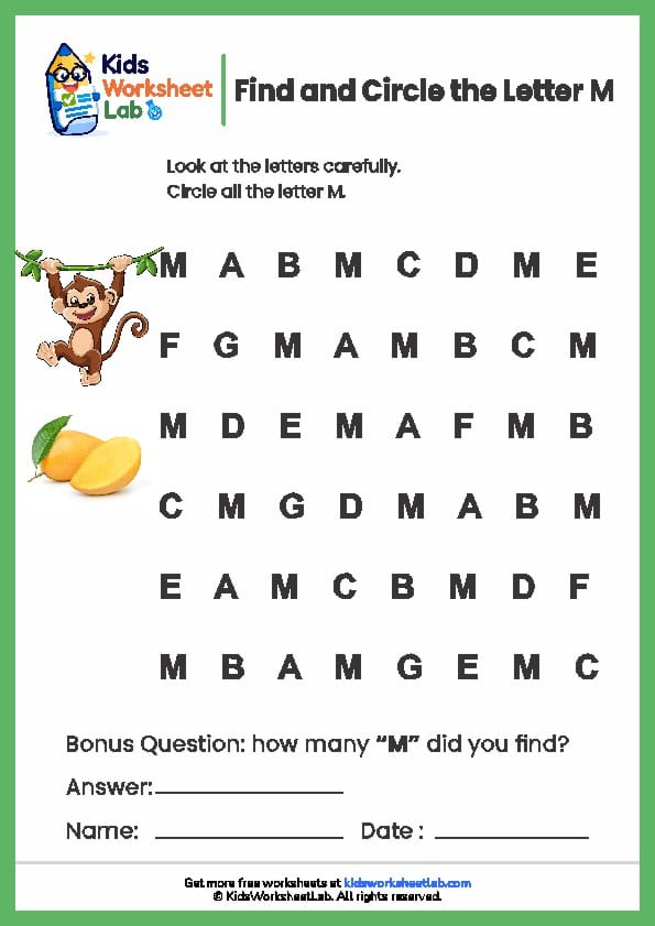 find the letters m