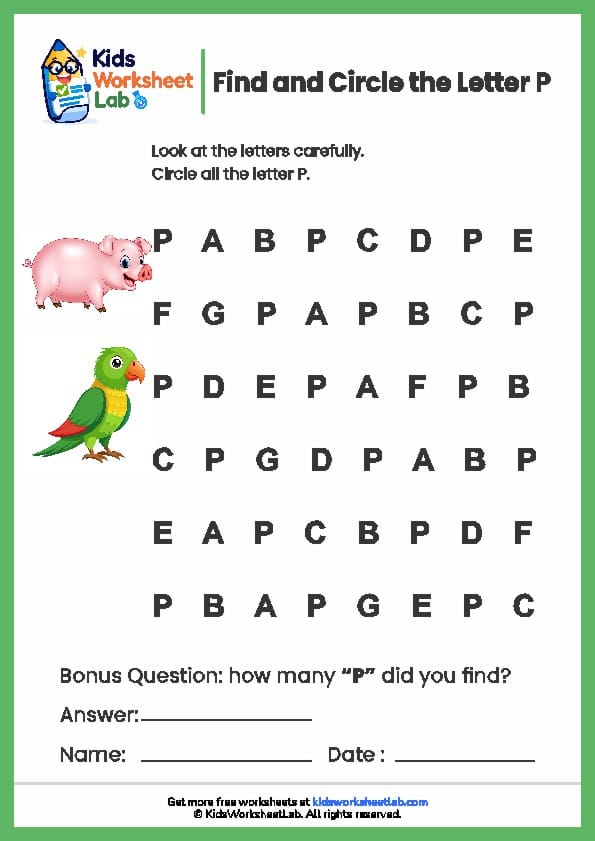 find the letters p