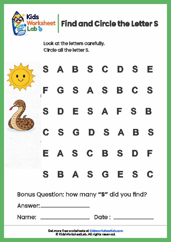 find the letters s