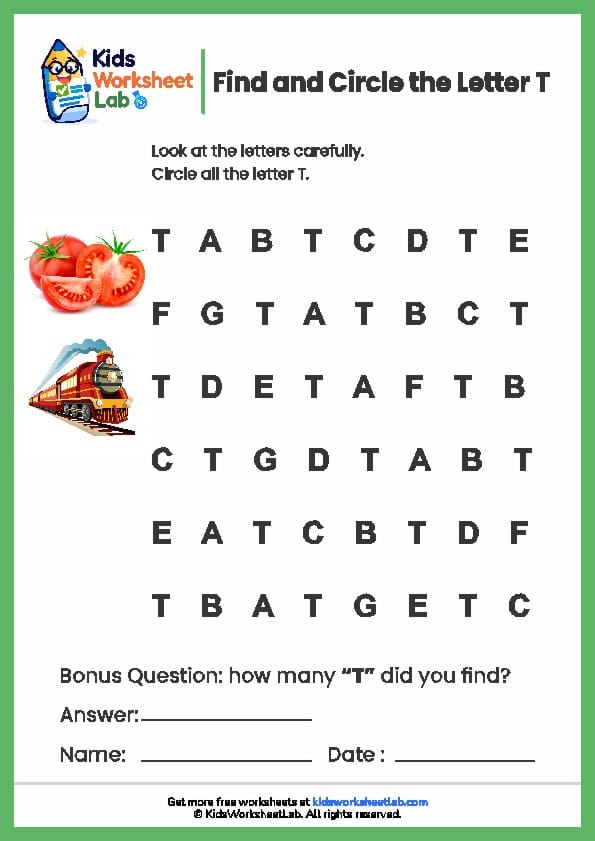 find the letters t