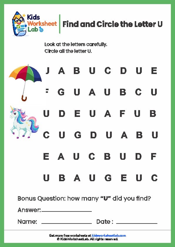 find the letters u