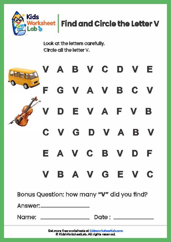 find the letters v