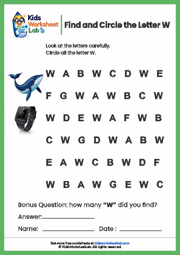 find the letters w