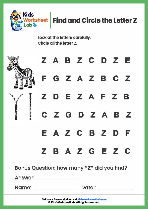 find the letters z