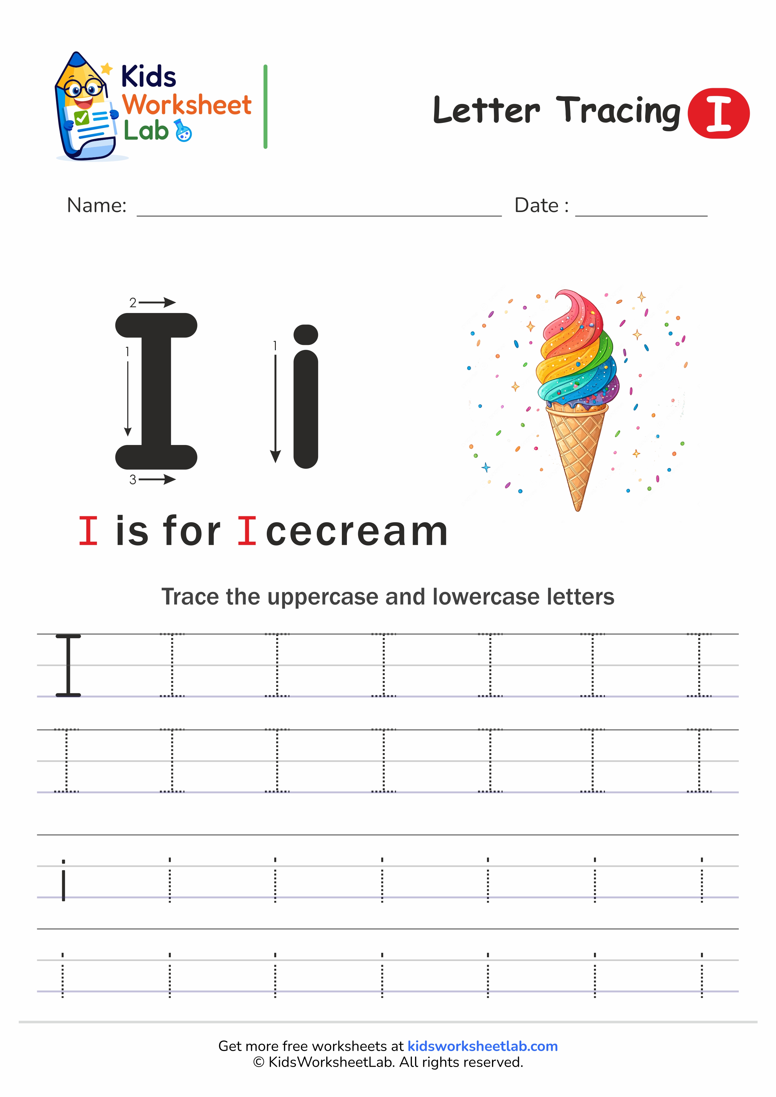 Tracing the Letter I