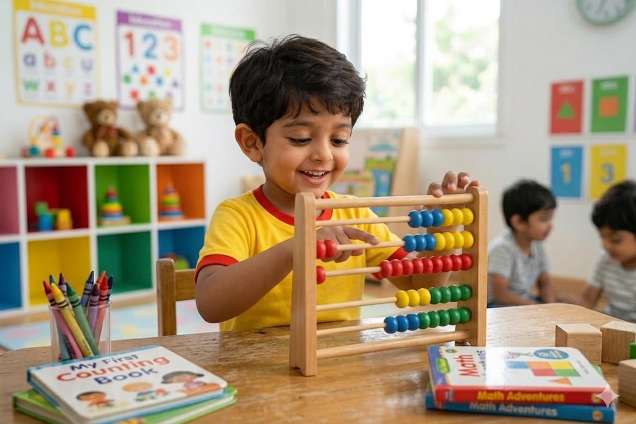 Bead Counting Abacus activity for kindergarten kids