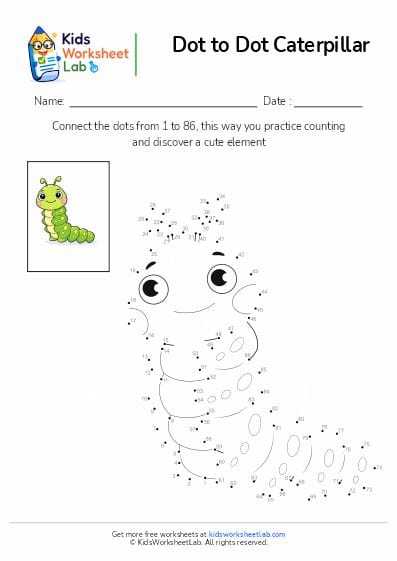 caterpillar dot to dot worksheet