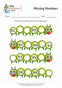 Cetarpillar-Missing Numbers-81 to 100