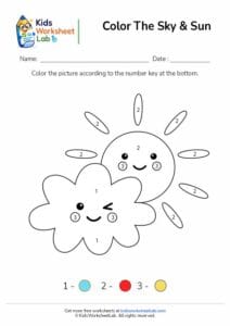 Color the Sky & Sun Worksheet