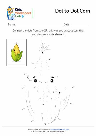 corn dot to dot worksheet