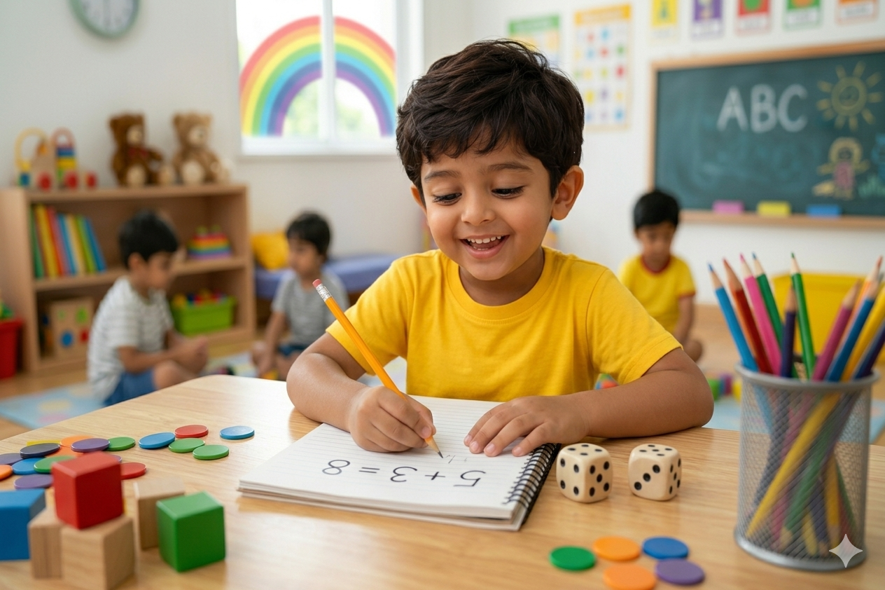 Dice Addition Game for kindergarten kids