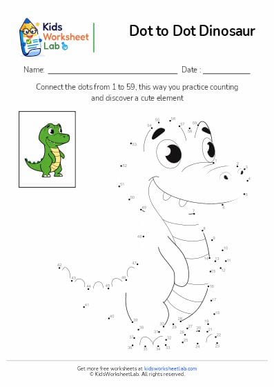dinosaur dot to dot worksheet