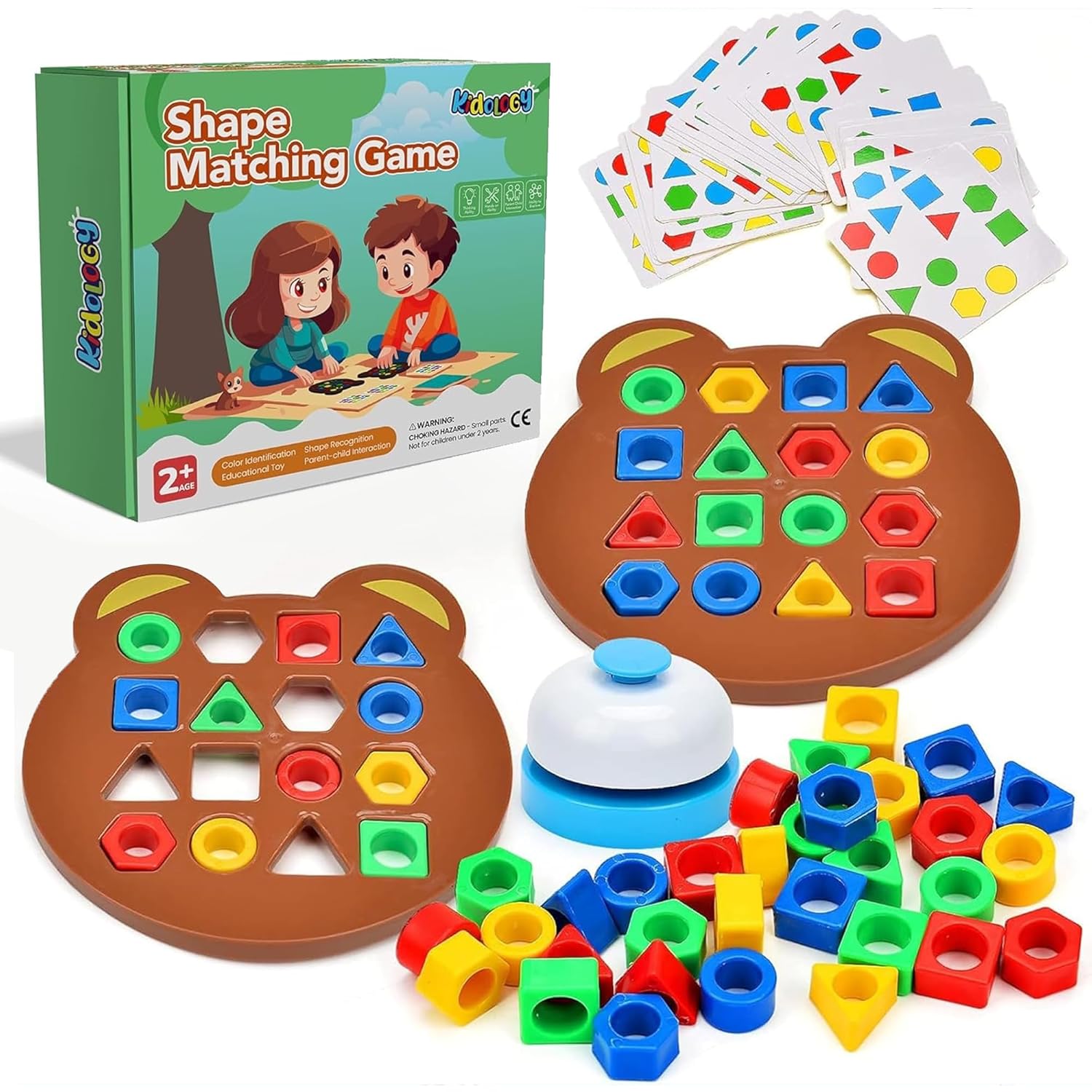 Kidology Geometric Shape and Color Matching Puzzle Board with Bell