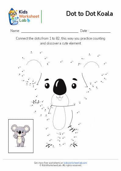 koala dot to dot worksheet