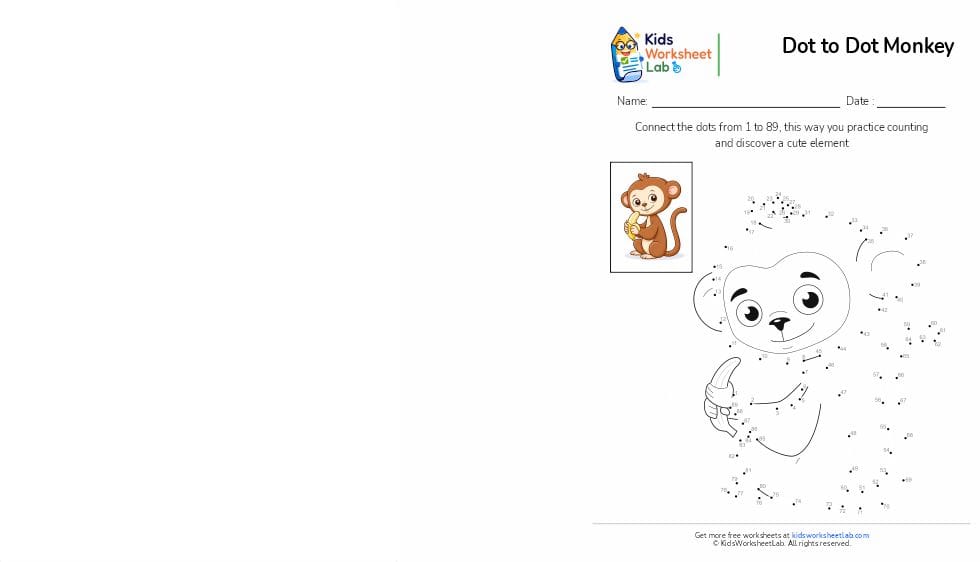 monkey dot to dot worksheet