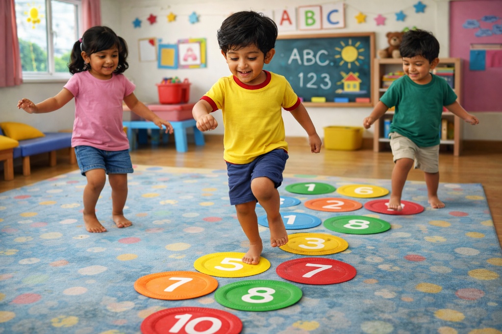 Number Hopscotch activity for kindergarten kids