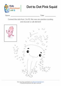 Pink Squid Dot To Dot Worksheet