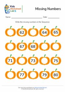 Pumpkin -Missing Numbers- 61 to 80