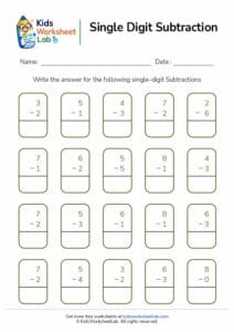 Single Digit Subtraction