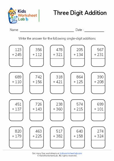 three digit addition