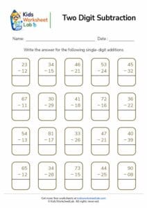Two Digit Subtraction