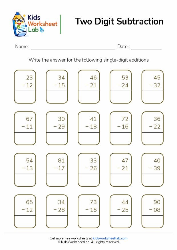 two digit subtraction
