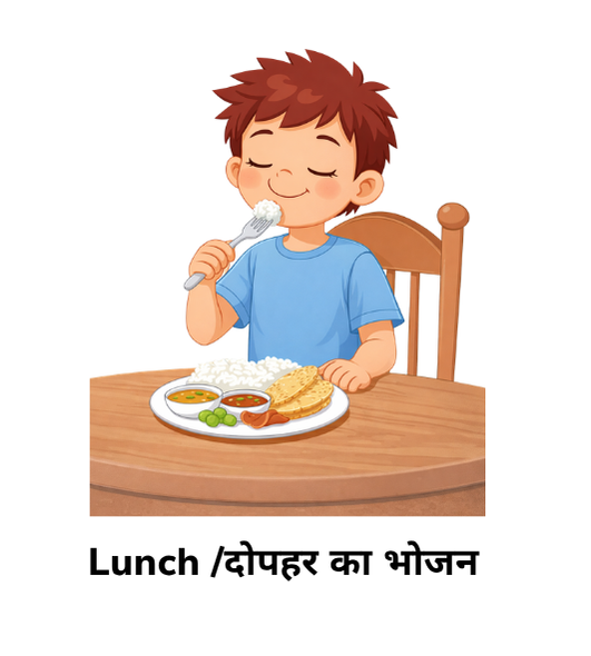 Lunch visual card autism routine chart