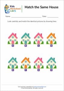 Match the Same Houses Worksheet for Kids (Free Printable Matching Activity)