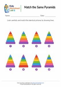 Match the Same Pyramid Toys Worksheet for Kids (Shape Matching Activity)