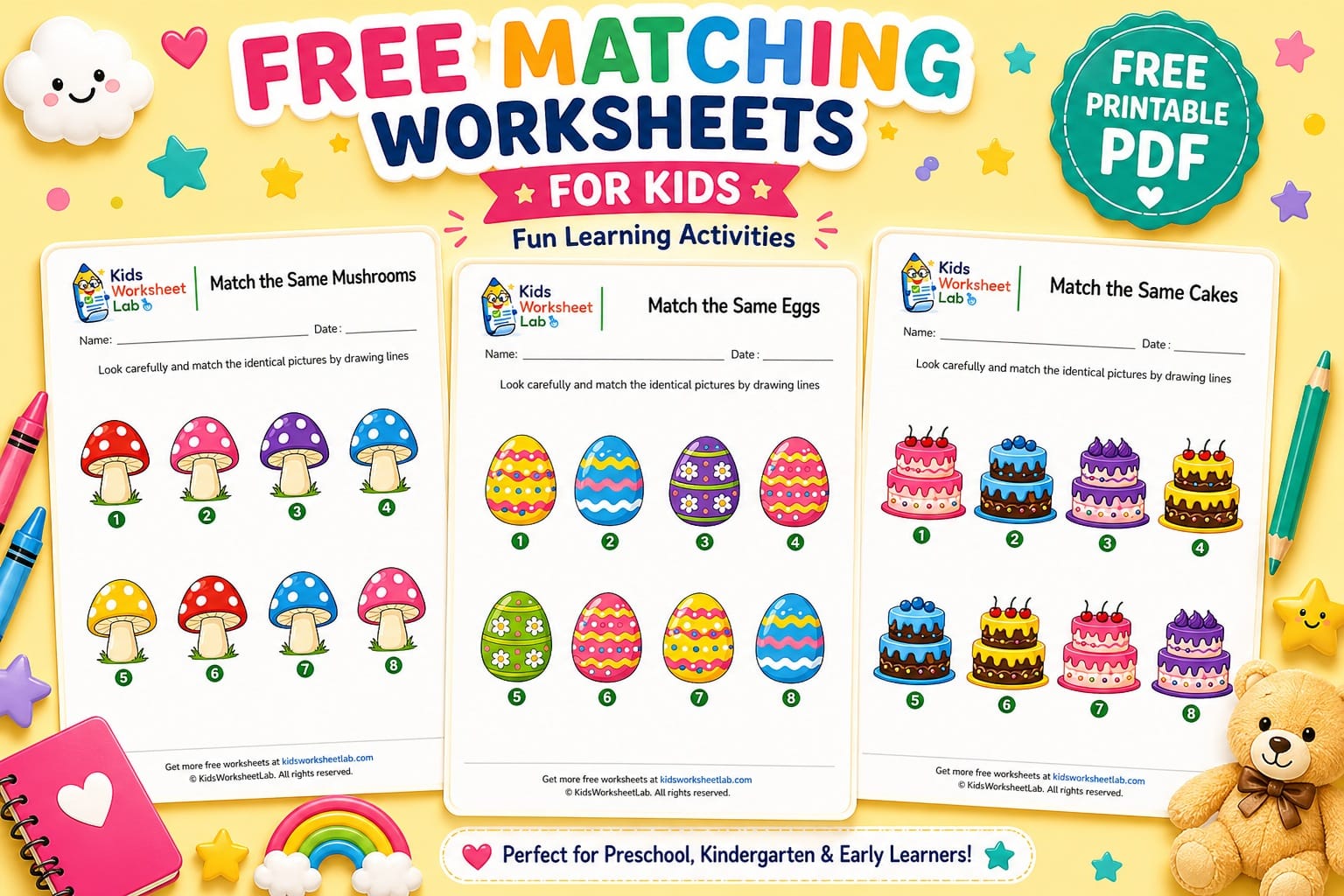 Match the same worksheets for kids — free printable PDF