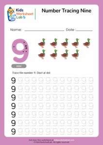 Number Tracing Nine