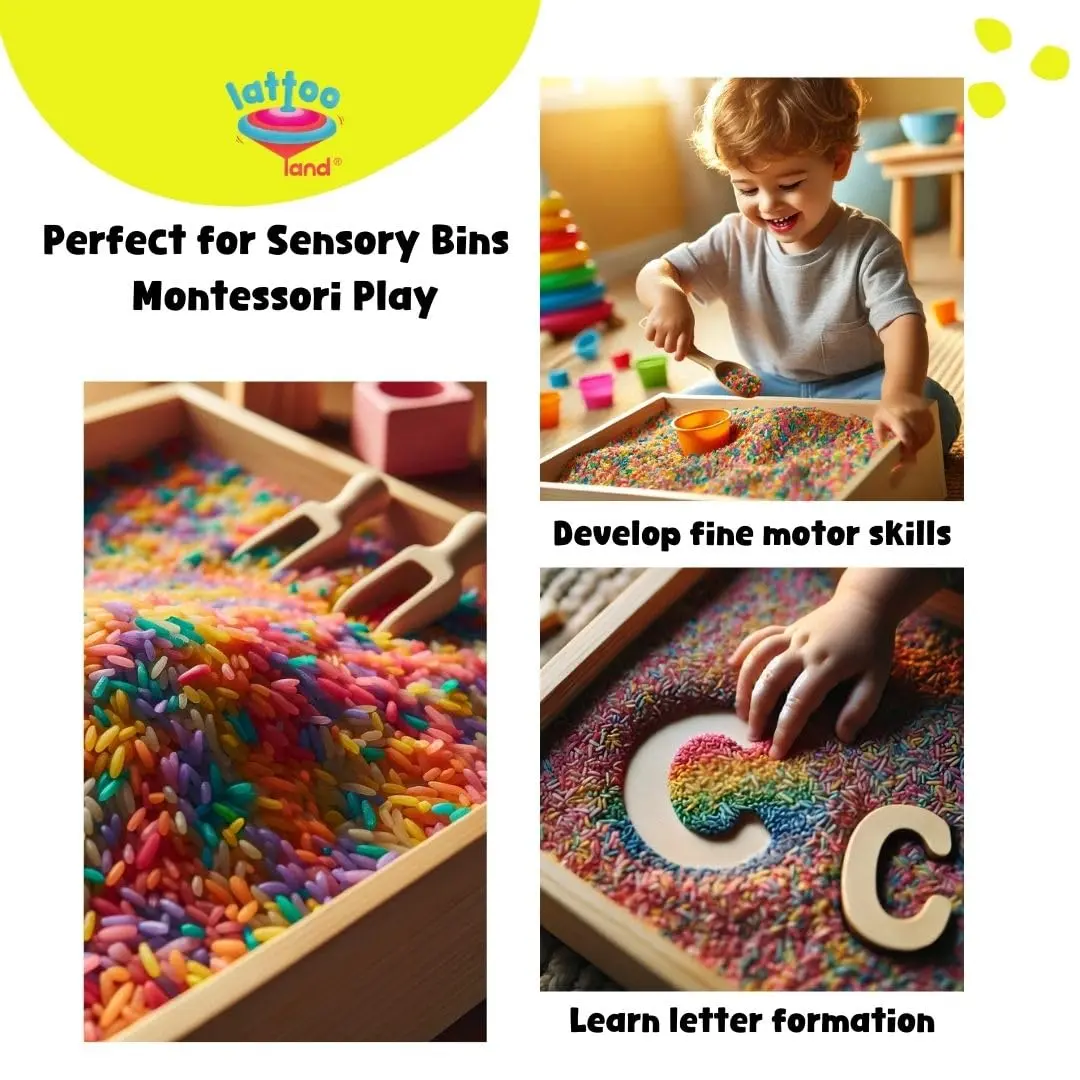 Rainbow Rice Sensory Bin for Kids