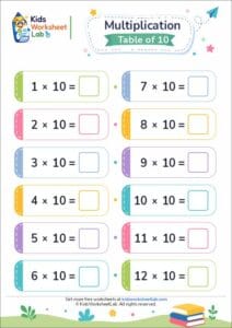 Multiplication Table of 10 Worksheet | Easy Practice for Kids (Printable PDF)