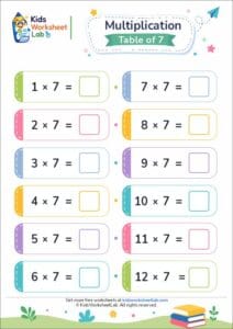 Multiplication Table of 7 Worksheet | Easy Practice for Kids (Printable PDF)