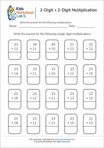 2-Digit × 2-Digit Multiplication Worksheet | Free Printable Math Practice