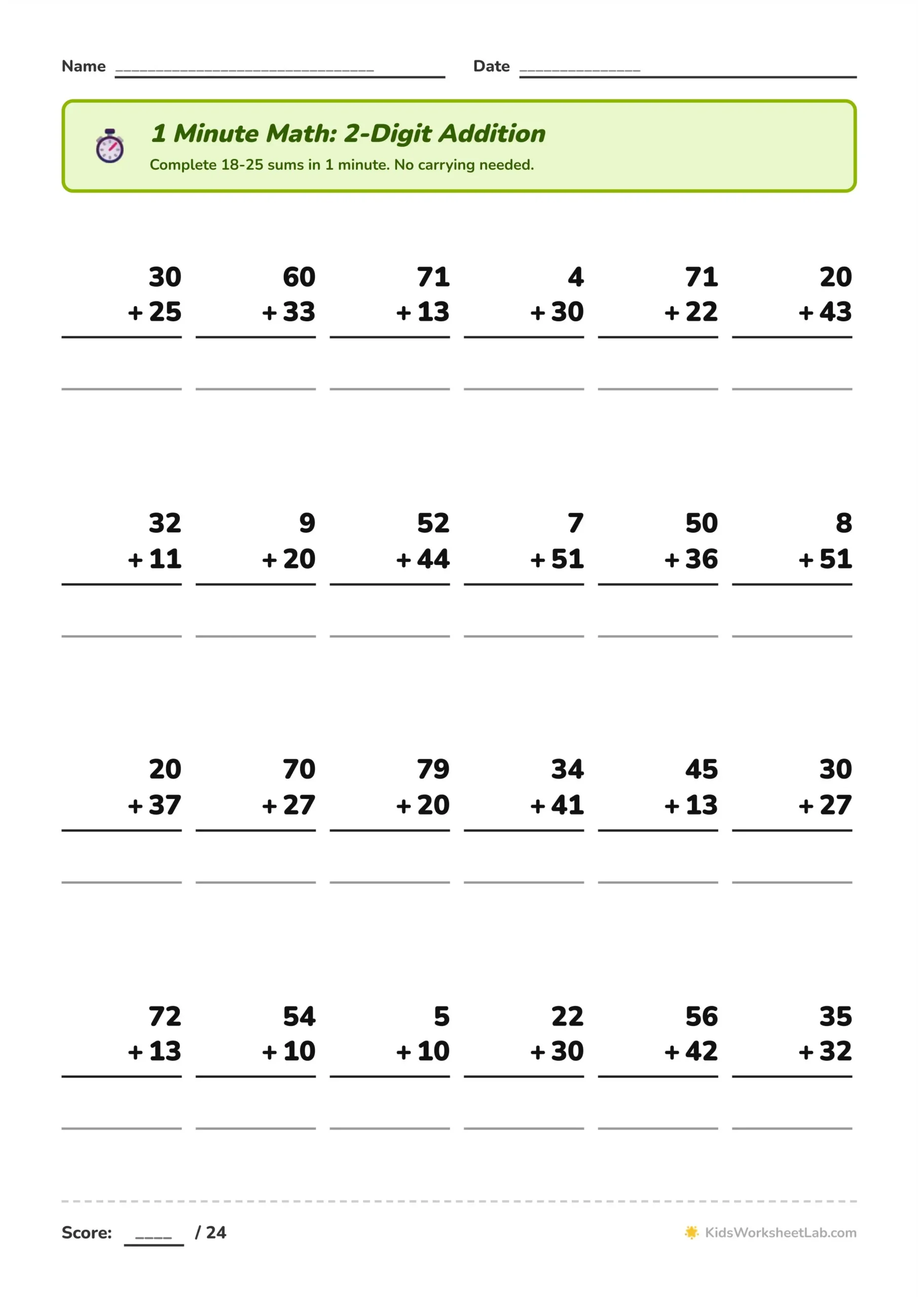 1 Minute Math_ 2-Digit Addition