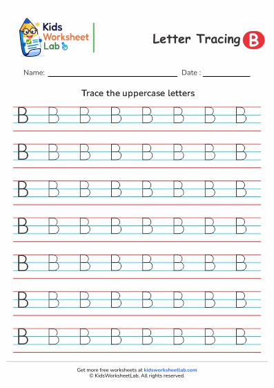 4line letter b uppercase tracing