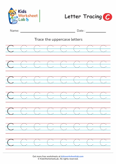 4line letter c uppercase tracing