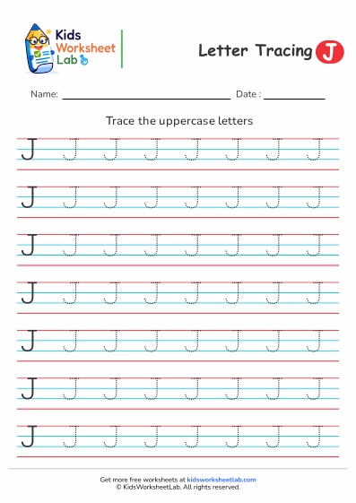 4line letter j uppercase tracing