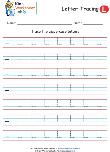 4line letter l uppercase tracing