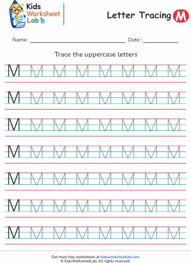 4line letter m uppercase tracing