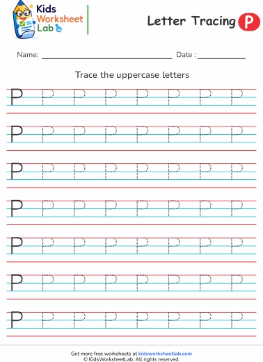 4line letter p uppercase tracing
