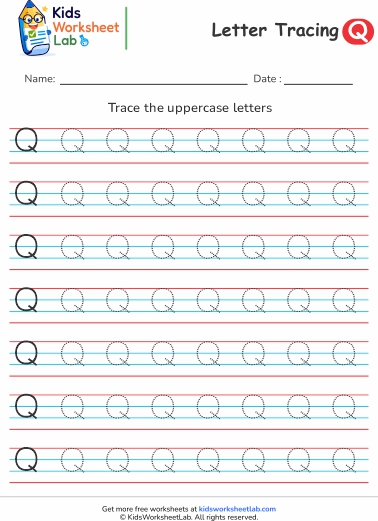 4line letter q uppercase tracing