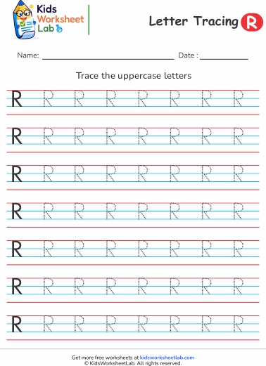 4line letter r uppercase tracing